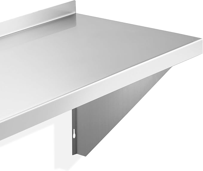 KUTLER Stainless Steel Shelf - 14" x 36", NSF Commercial Wall Mount Shelves with Backsplash, Floating Metal Shelving for Restaurant, Kitchen, Home