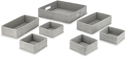 Whitmor Gray Fabric Drawer Organizer Durable Storage, 7 Pcs/Set, Total 4 Sets, 28 Pcs