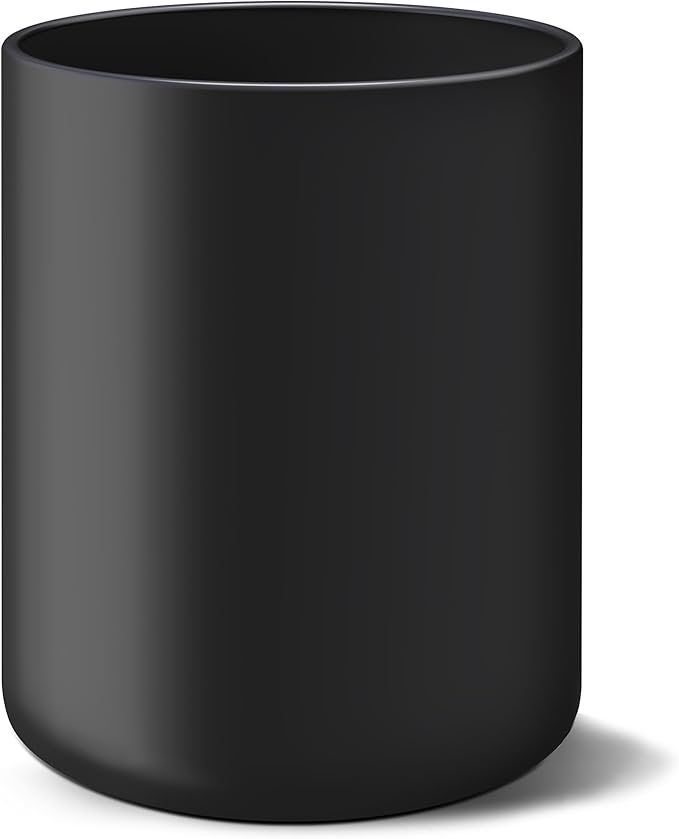 demany Black Utensil Holder for Kitchen Countertop Easy to Clean, Matte Ceramic Cooking Utensil Crock for Counter, Spatula Holder for Farmhouse Décor 4.6×6.5 INCH