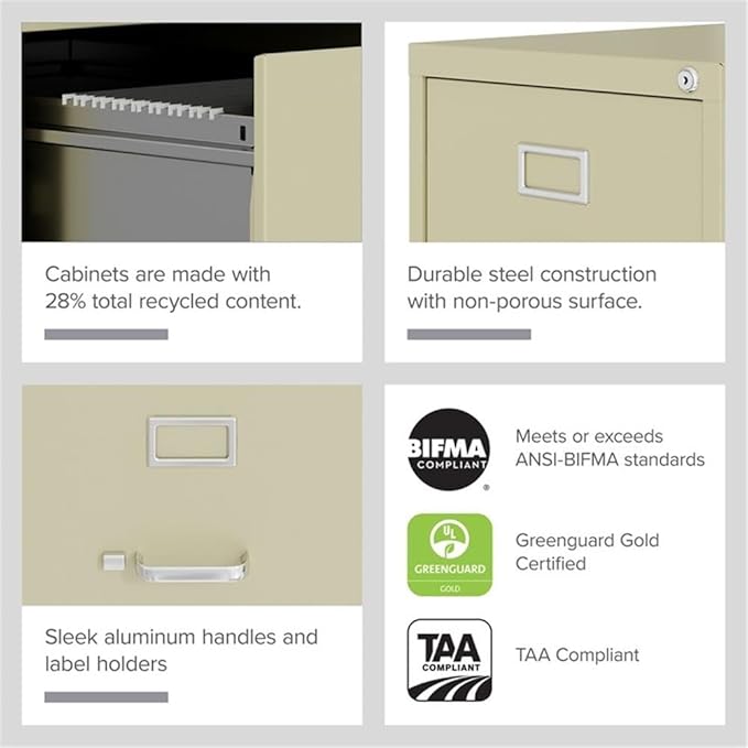 Pemberly Row Set of 6 4-Drawer Letter Width Vertical File Cabinet in Putty/Beige