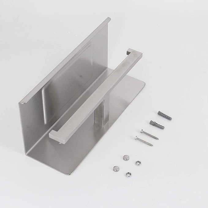 Bathroom Toilet Paper Holder with Shelf, Stainless Steel Double Roll Toilet Tissue Holder Dual Wall Mounted for Mobile Phone Storage, Brushed Finish