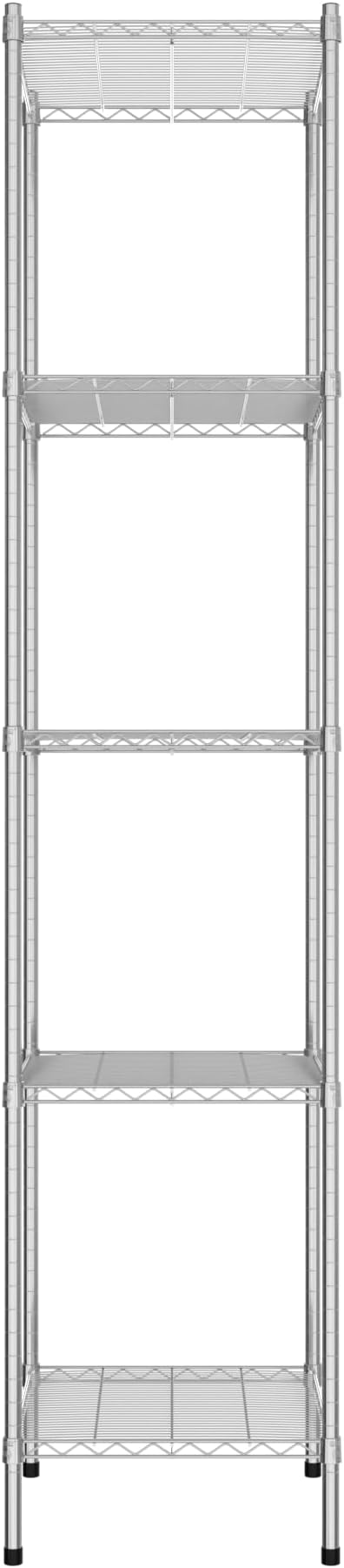 Commercial NSF Listed Chrome Stationary Wire Shelving Kit 21" x 24" x 96", with 5 Shelves Perfect for Warehouse, Walk-in Refrigerator, Freezer, Grocery Store, Restaurant, Dishroom
