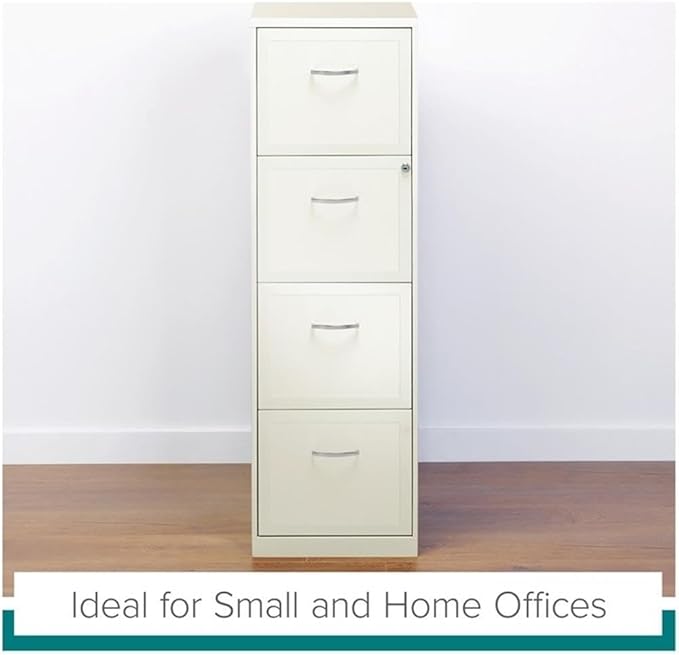 Pemberly Row 18" 4-Drawer Traditional Metal Filing Cabinet in White