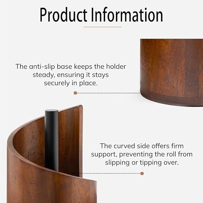 Mountain Paper Towel Holder, Natural Mango Wood Base with Iron Center Rod, Countertop Paper Towel Stand, Decorative Kitchen Paper Towel Dispenser — No Installation Required (Brown)