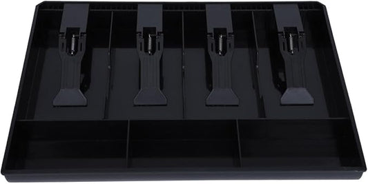 Tiiyee Cash Register Drawer Insert Tray, Cash Money Tray 4 Bill 3 Coin Currency Compartment Replacement Organizer Removable Slot Storage Case with Plastic Clip for Point of Sale System Stores
