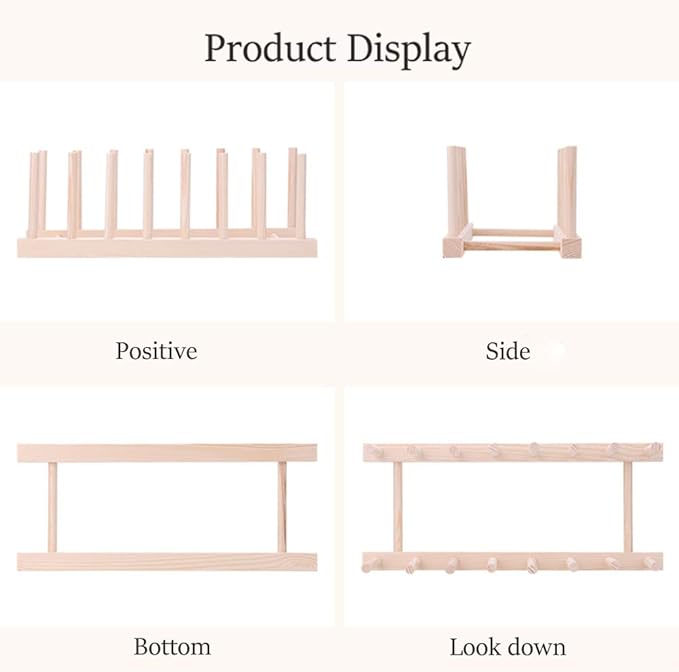 7 Slot Wooden Dish Rack Plates Holder Kitchen Storage Cabinet Organizer for Dish Keep Dry (Natural, 2Pack)