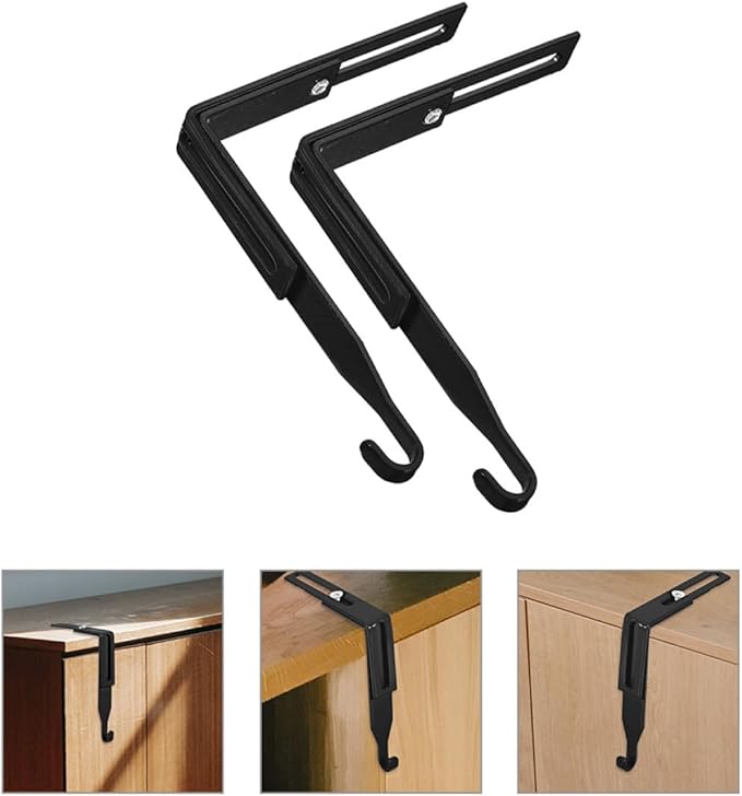 Garneck 2pcs Adjustable Metal Over Door Cabinet Hooks Heavy Duty Hanging Organizer for Bedrooms and Cupboards Wear-resistant Storage for Coats Bags Scarves