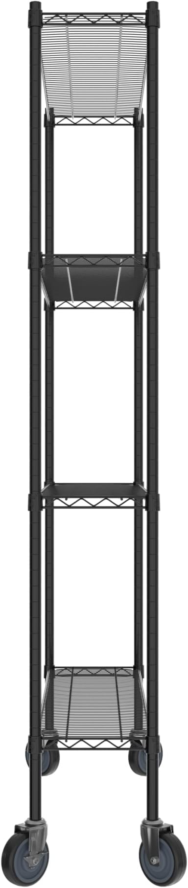 Commercial NSF Listed Black Epoxy Mobile Wire Shelving Kit 12" x 48" x 80", with 4 Shelves Perfect for Warehouse, Walk-in Refrigerator, Freezer, Grocery Store, Restaurant, Dishroom