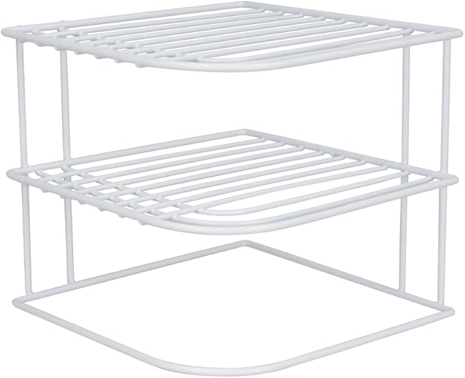 Home Basics 3-Tier Kitchen Corner Counter Shelf and Cabinet Organizer Heavy Duty Wire Shelf in White