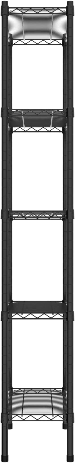 Commercial NSF Listed Black Epoxy Stationary Wire Shelving Kit 12" x 24" x 74", with 5 Shelves Perfect for Warehouse, Walk-in Refrigerator, Freezer, Grocery Store, Restaurant, Dishroom