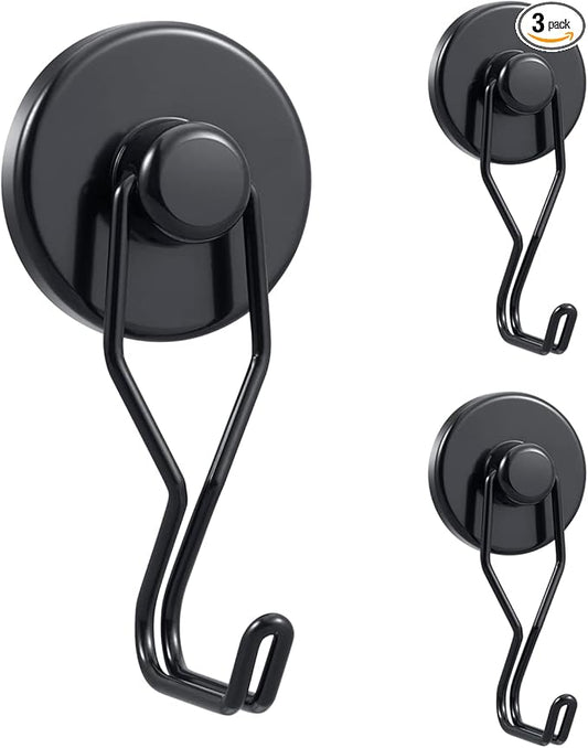 Tohoer Magnetic Hooks, 100LBS Neodymium Magnets Hook Heavy Duty with Rust Proof for Fridge, Refrigerator, Oven, Grill, BBQ, Key, Tools Holder, Kitchen, Outdoor, Hanging Wreaths, Utensil Hangers