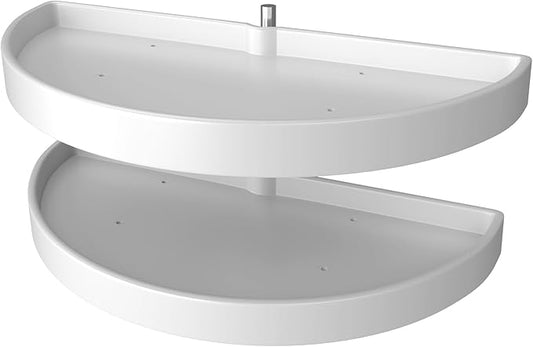 Rev-A-Shelf 33" Pull Out Half Moon Shelves for Blind Corner Kitchen/Bathroom Cabinets, 2 Shelf Sliding Organizer with Hardware, White, 6882-33-11-570