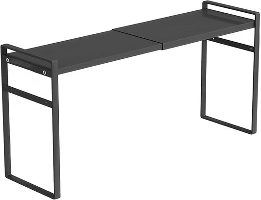 Expandable & Stackable Window Sill Narrow Shelf, 3.5" Wide, 13.8-23.6" Length, Kitchen Countertop Organizer, Over Sink Plant Rack, Storage Cabinet Shelf Riser, Black, 2pcs