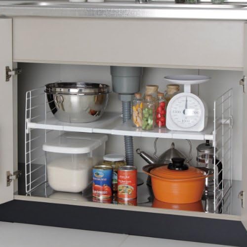 Iris Ohyama USD-V Under-sink Extendable Shelf, White