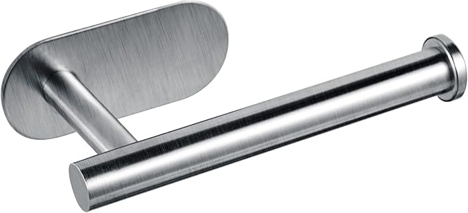 YUET Toilet Roll Holder Self Adhesive Holders Tissue 3M Stand Hanger Bathroom, Kitchen, Washroom Premium Thicken SUS-304 Stainless Steel, No Drilling,Strong Adhesiveness Rustproof (Brushed Silver)
