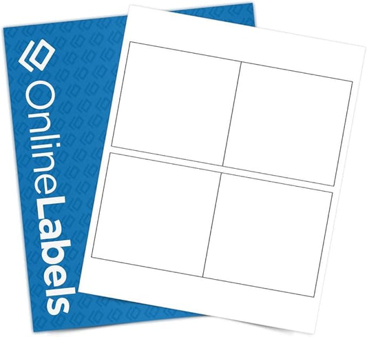 OnlineLabels 4" x 4" Square Labels - Permanent Adhesive, White Matte - Great for Product Labels, Organization, Jars, & More - for Inkjet & Laser Printers - Pack of 40 Labels, 10 Sheets OL3027WX