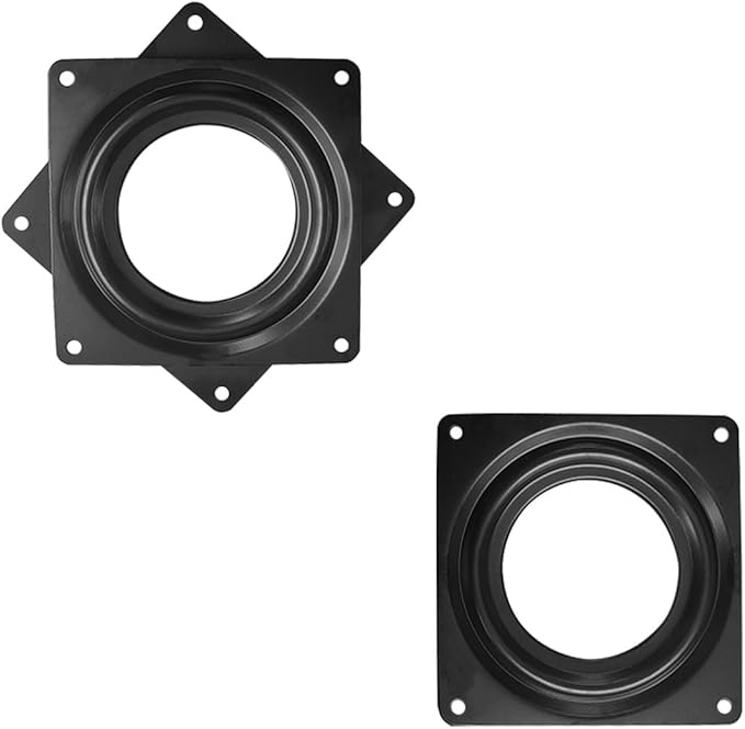 2 Pcs 4 Inch Susan Turntable Bearings, Square Rotating Lazy Susan Hardware, Swivel Plate for Revolving Shelves in Kitchen (Black)