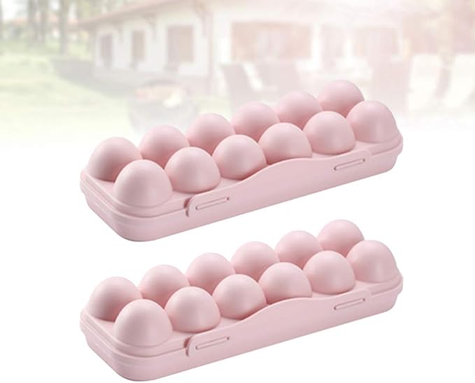Cabilock 12 Egg Storage Box with Lid Clear Plastic Stackable Fridge Organizer Kitchen Egg Holder Space-Saving Refrigerator Tray for Household