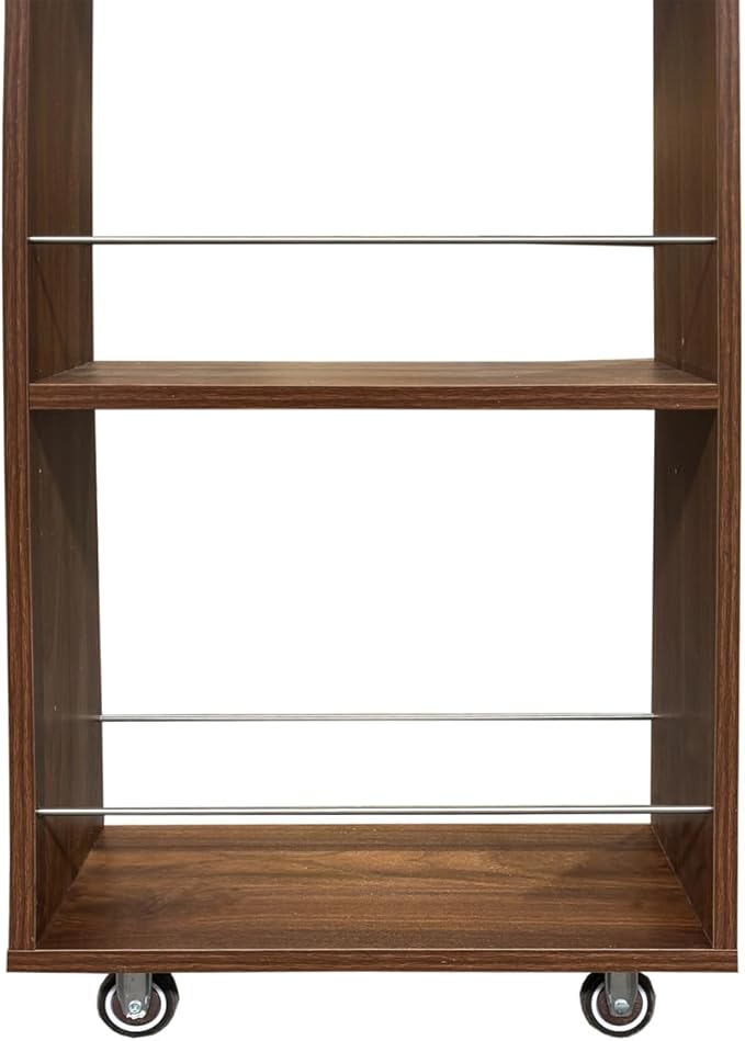 71-Inch Slim Storage Cart on Wheels, Walnut 7-Tier Tall Slide Out Kitchen Pantry Cabinet with Anti-Fall Bars, Rolling Utility Cart with Metal Handle for Kitchen Dining Room Small Spaces