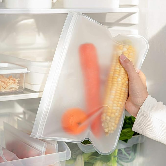 RLAVBL 1/2 Gallon Freezer Bags Reusable Food Storage Bags for Vegetable, Liquid, Snack, Meat, Sandwich, 10.2x7.87 Inch, 10 Pack