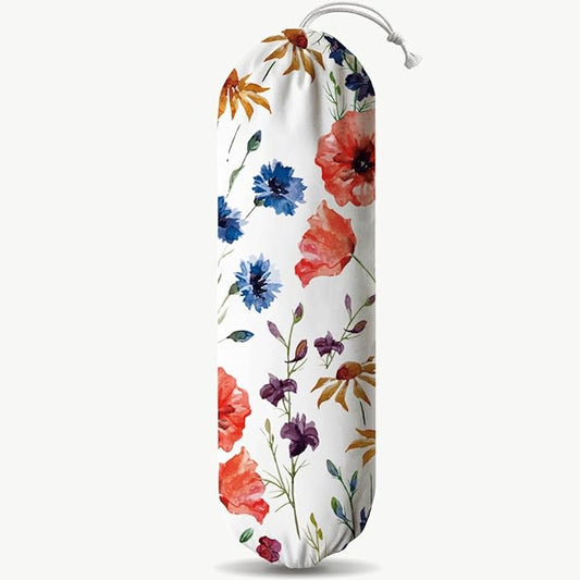 Colorful Floral Bag Holder, Reusable Plastic Bags Storage Container Dispensers, Home Decor for Kitchen Pantry Room, Housewarming Gifts for Women Family Friends Grandma Mom