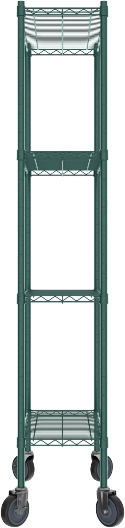 Commercial NSF Listed Green Epoxy Mobile Wire Shelving Kit 14" x 30" x 80", with 4 Shelves Perfect for Warehouse, Walk-in Refrigerator, Freezer, Grocery Store, Restaurant, Dishroom