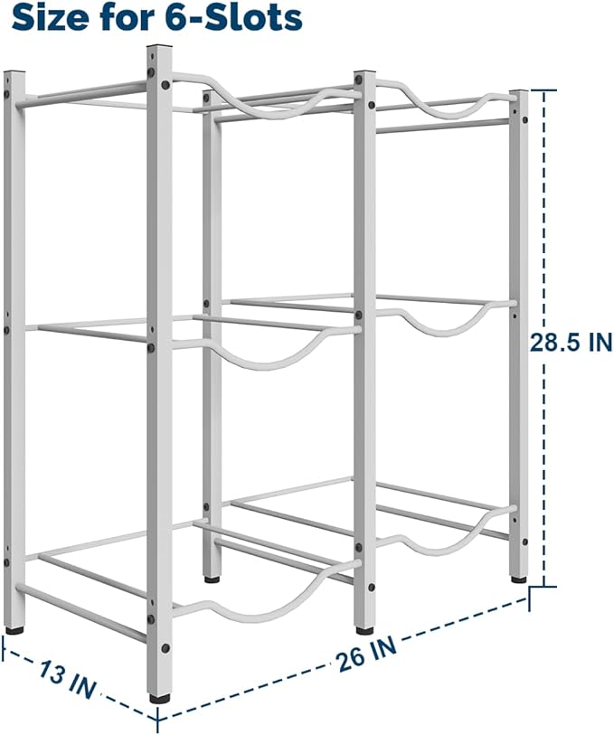 Mocomax 5 Gallon Water Jug Rack - 3 Tier Heavy Duty Cooler Rack, Detachable Bottle Holder for 6 Bottles, Organizer for Kitchen, Office, Living Room, White