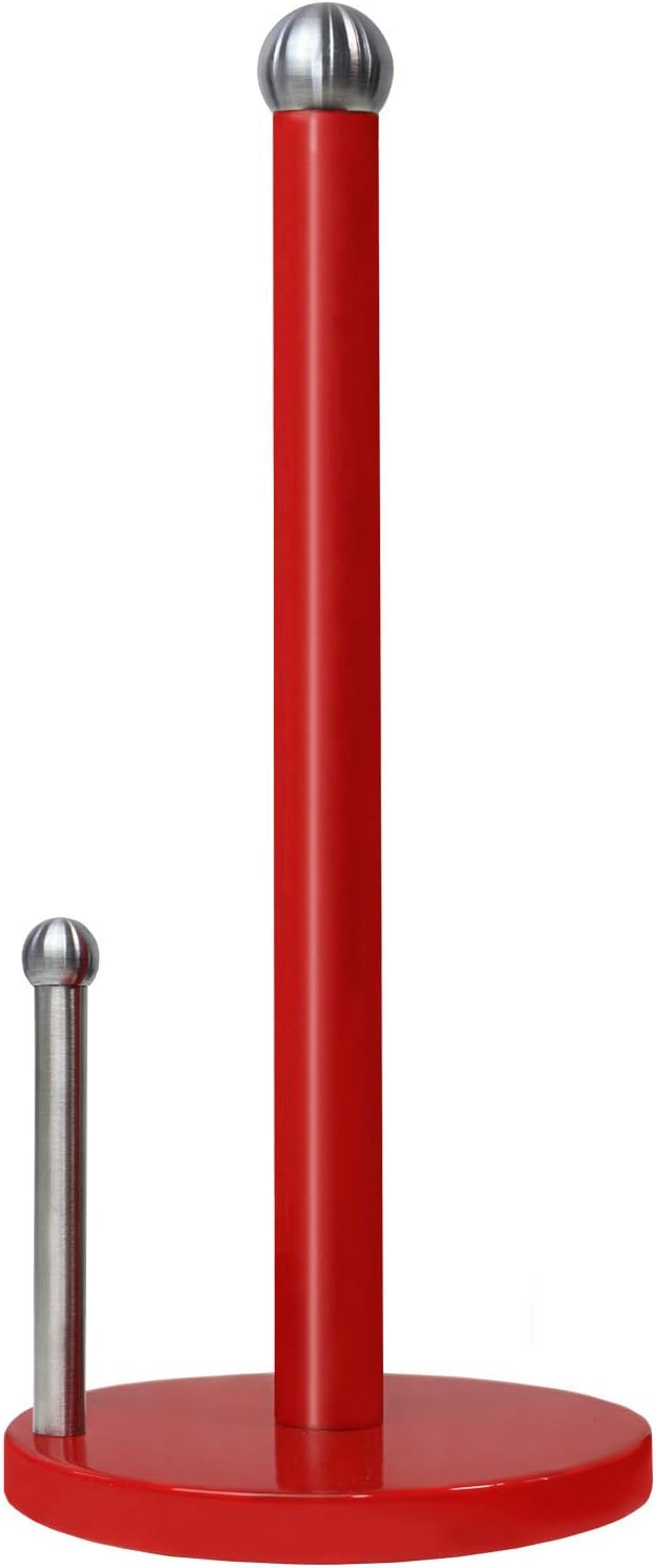 Blue Donuts Paper Towel Holder Countertop with Weighted Base - Easy One-Handed Tear Paper Towel Holder, Modern Paper Towel Holder, Red Paper Towel Dispenser Countertop