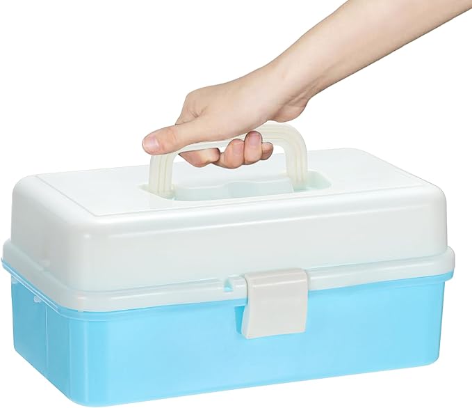 3-Tier Baking Supplies Storage Case Cake Plastic Decorating Tool Storage Box with Handle Folding Craft Organizer for Baking Accessories Snacks