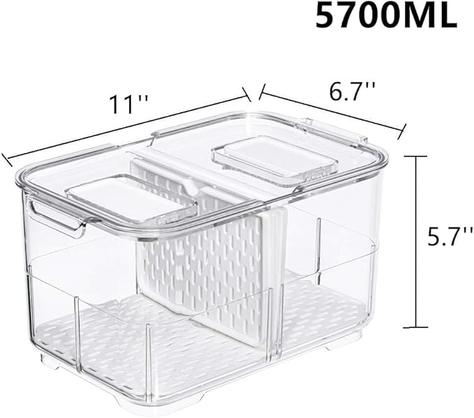 blitzlabs Refrigerator Organizer Bins Produce Saver, Stackable Freezer Bins Fresh Keeper Food Storage Containers for Fridge Freezer Cabinet Kitchen Organization -5700ML