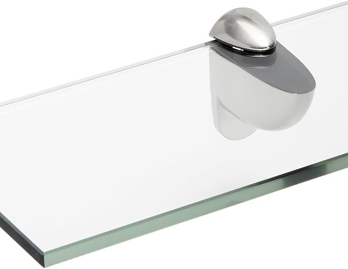 Spancraft Glass H-6x30-Brushed Steel Heron Glass Shelf, Brushed Steel, 6" x 30"