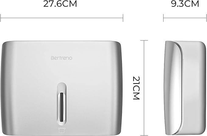 Commercial Paper Towel Dispenser Wall Mount Paper Hand Towel Dispenser Large Capacity 200 Multifold/Trifold/C Fold Paper Towel Dispenser Bathroom Adhesive Tissue Dispenser （Silver）