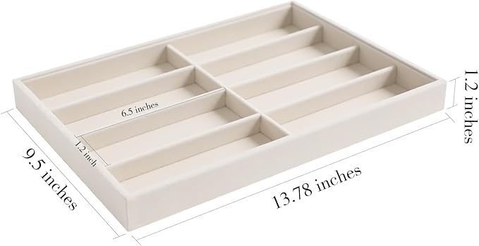 Stratalife Sunglasses Organizer Velvet Sunglass Organizer Tray Drawer Jewelry Storage Tray Bracelet Watch Display Case for Men Women Beige (8 Grids)