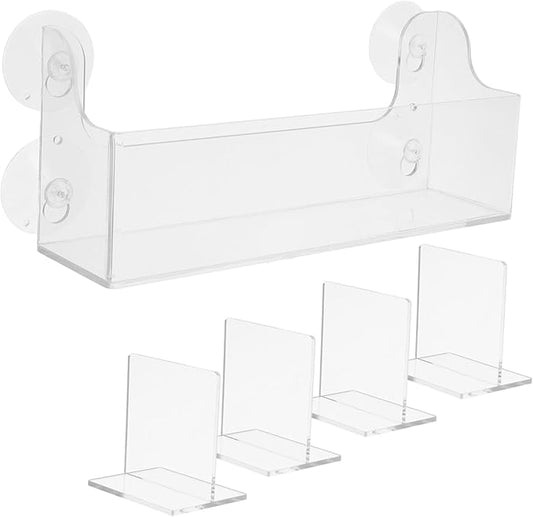Cabilock Suction Cup Fridge Organizer with Adjustable Dividers 5-Compartment Drink Holder Shelf for Refrigerator Door Storage Space-Saving Kitchen Beverage Rack