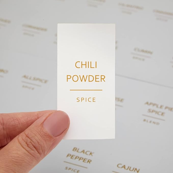 Talented Kitchen Spice Labels for Jars - 140-Pack, 1.25 x 2.5 in, Gold Matte Vinyl - Water-Resistant & Easy Peel & Stick - Kitchen & Pantry Organization - Spice Jar Labels Gold