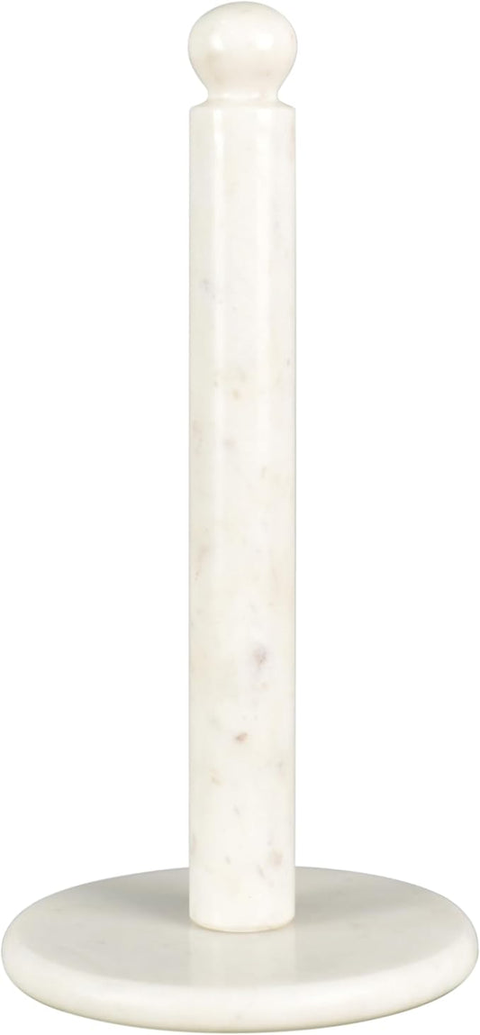 happimess PRH2001A Margot Vintage Classic Marble with Non Slip Weighted Base Paper Towel Holder, for Bathroom Kitchen Countertop, Standard or Jumbo-Sized Roll Paper, White