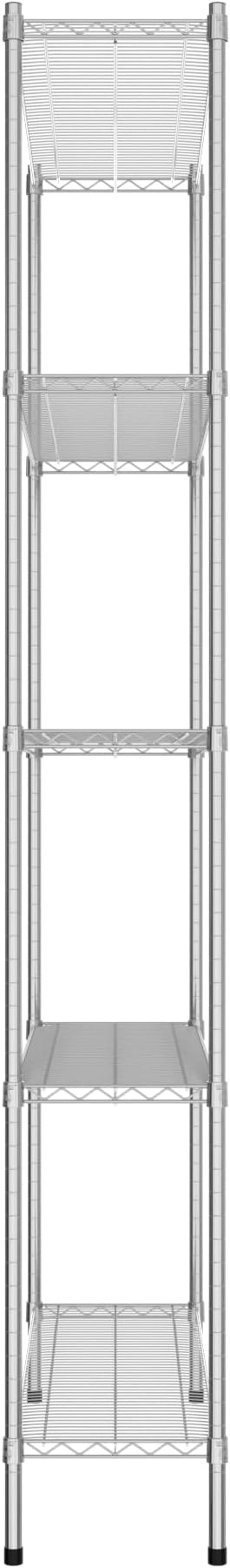 Commercial NSF Listed Chrome Stationary Wire Shelving Kit 14" x 48" x 96", with 5 Shelves Perfect for Warehouse, Walk-in Refrigerator, Freezer, Grocery Store, Restaurant, Dishroom