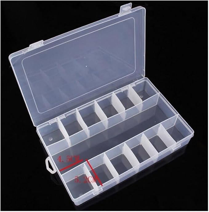 Kamay's Adjustable Compartment Slot Plastic Craft Storage Box Thick Hard Plastic Hobby Craft Storage Box Case With Snap Lock Ideal For Small Items (XL13 Compartment Slot)