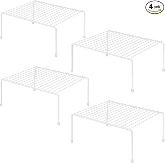 Medium (13.1 x 10.2 Inch) Cabinet Storage Shelf Rack, Shelves，Kitchen Counter and Cabinet Shelf, Storage Rack Organizer for Kitchen, Fridge, Cabinet, Bathroom Cupboard& Pantry (4, White) | Shelves, Kitchen, Fridge, Cabinet