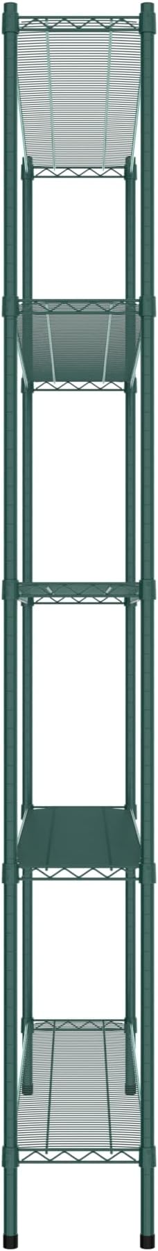 Commercial NSF Listed Green Epoxy Stationary Wire Shelving Kit 12" x 60" x 96", with 5 Shelves Perfect for Warehouse, Walk-in Refrigerator, Freezer, Grocery Store, Restaurant, Dishroom