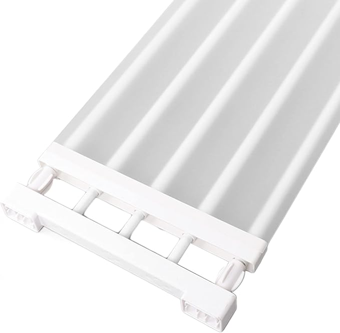 Closet Tension Shelf, Rod Expandable Storage Rack Adjustable Organizer Divider Separator Wardrobe Cupboard Hanging Shelves Pack No Slip Grip Cabinets Inside Capacity (75‑120cm /