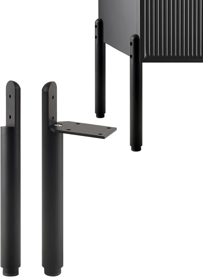 4 Pack Adjustable Cabinet Legs Stand Black 7.2-9.6 Inch Furniture Support Feet Dresser Legs Replacement Extensions End Table Feet Riser Cylinder