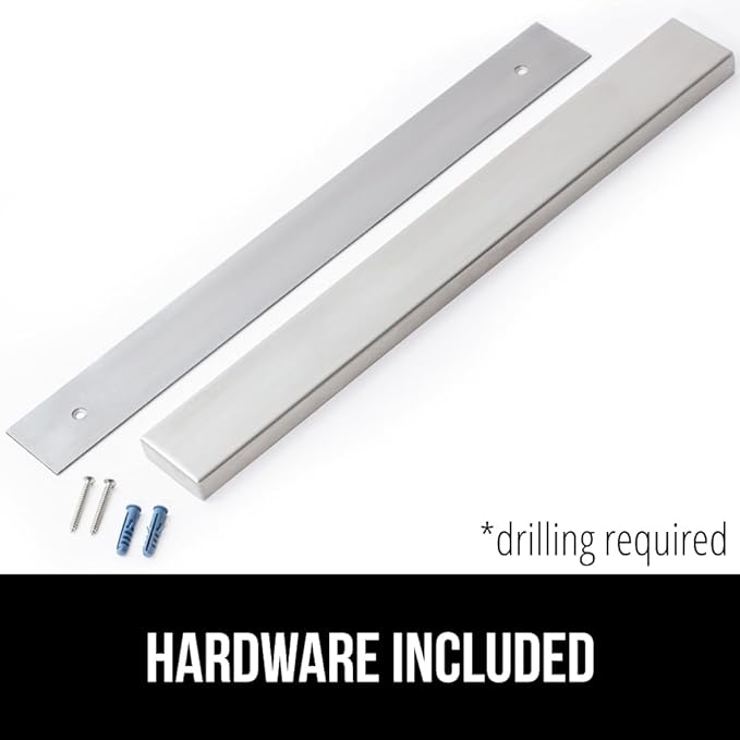 GORILLA GRIP Stainless Steel Magnetic Knife Holder for Wall, 24 in, Magnet Bar for Knives, Tools, Supplies, Heavy Duty Metal Strip Holds Up to 6 lbs, Kitchen Organizer, Non-Adhesive, Drilling Required