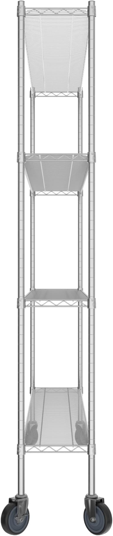 Commercial NSF Listed Chrome Mobile Wire Shelving Kit 12" x 72" x 80", with 4 Shelves Perfect for Warehouse, Walk-in Refrigerator, Freezer, Grocery Store, Restaurant, Dishroom