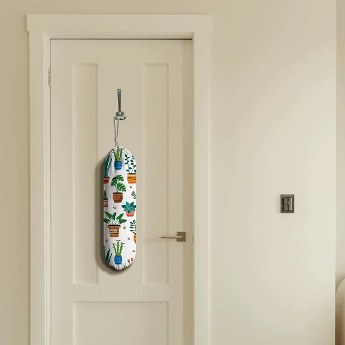Plants Plastic Bag Holder, Reusable Washable Shopping Bags Storage Carrier, Animal Prints Fabric Garbage Trash Bag Dispenser for Home Kitchen Pantry Cabinet, Wall Mount, Kitchen Housewarming Gifts