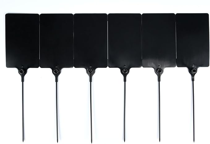 LeadSeals 100 Black Plastic Tags Shipping Tags Water Proof Tags for Labeling Shipping Labels Security Seals Writable Marker Ties Hanging Tags Storage Tag with One Marker Pen, 252*58 mm