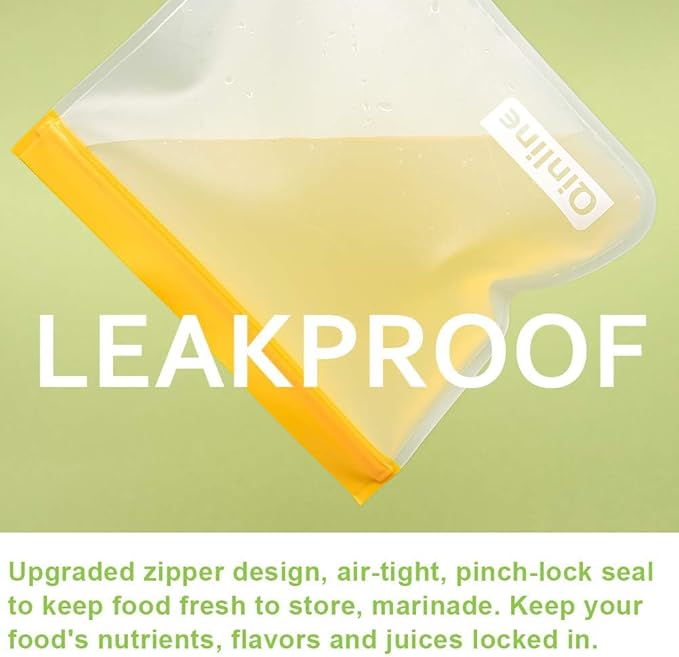 Qinline Reusable Food Storage Bags - 10 Pack Freezer Bags, Reusable Bags Silicone, Extra Thick Leakproof Reusable Lunch Bag for Salad Fruit Snack Travel - 2 Gallon 4 Sandwich 4 Snack Bags