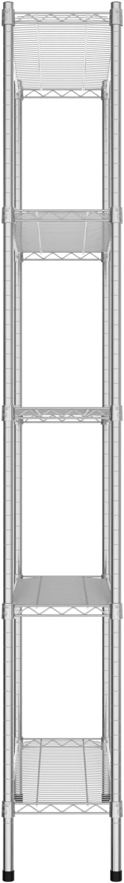 Commercial NSF Listed Chrome Stationary Wire Shelving Kit 12" x 36" x 86", with 5 Shelves Perfect for Warehouse, Walk-in Refrigerator, Freezer, Grocery Store, Restaurant, Dishroom