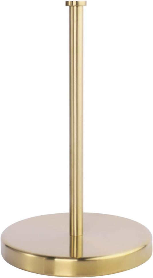 KES Kitchen Paper Roll Holder Standing Paper Towel Holder with Weighted Base for Standard or Mega Rolls SUS304 Stainless Steel Brushed Gold, KPH202-BZ