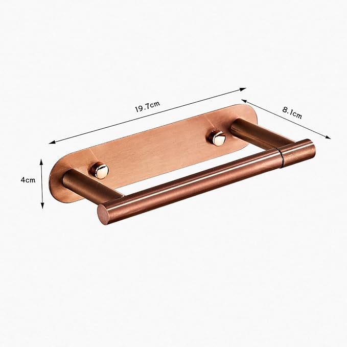 YUET Toilet Roll Holder, Self Adhesive or Screw in Wall Mounted Options, Double Post Pivoting Tissue Roll Holder, Stainless Steel Rustproof Stick On No Drilling Wall Mount for Bathroom, Rose Gold